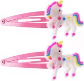 Fako Fashion® - Haarspeldjes Glitter Eenhoorn / Unicorn - Roze - Haarclips Voor Meisjes - 2 Stuks - Eenhoorn Sterretjes
