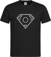 Zwart t-Shirt met letter O “ Superman “ Logo print Wit Size XL