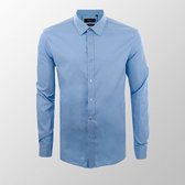 Vercate - Strijkvrij Overhemd -  Lichtblauw - Regular-Fit van Bamboe - Maat M