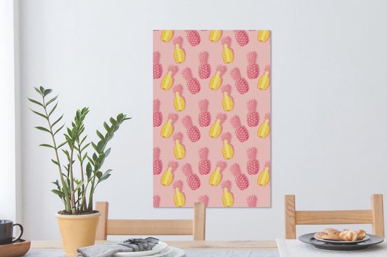 Canvas schilderij 40x60 cm - Wanddecoratie Zomer - Ananassen - Patroon - Muurdecoratie woonkamer - Slaapkamer decoratie - Kamer accessoires - Schilderijen op canvas