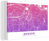 Canvas Schilderij Stadskaart - Bergen - Roze - Paars - 30x20 cm - Wanddecoratie