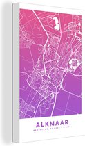 Tableau sur toile 120x180 cm - Décoration murale Plan de ville - Alkmaar - Violet - Décoration murale salon - Décoration chambre - Accessoires chambre - Peintures - Carte