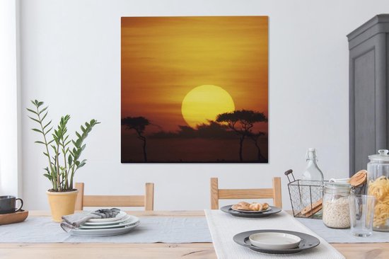 Tableau sur toile Afrique - Soleil - Oranje - 90x90 cm - Décoration murale