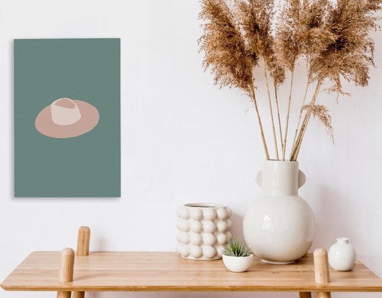 Toile Peinture Eté - Chapeau de Plage - Pastel - 20x30 cm - Décoration murale