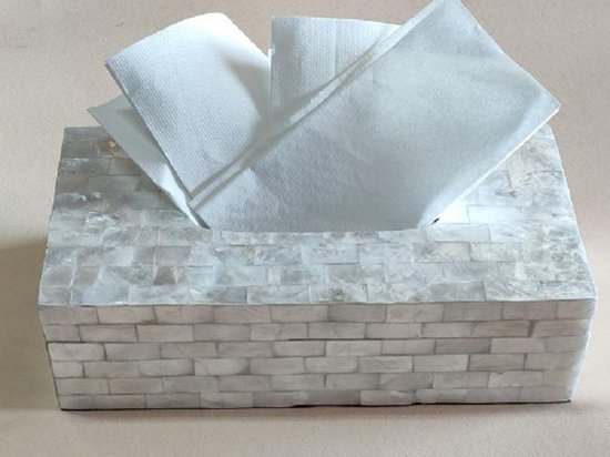 Foto: Tissuehouder schelp tissuebox tissue box schelpen zakdoekhouder