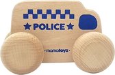 politieauto junior 15 x 8 cm hout naturel/blauw