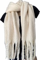 Lange Warme Dames Sjaal - Omslagdoek - Extra Dikke Kwaliteit - Effen - Roomwit - 200 x 54 cm (BC8851)