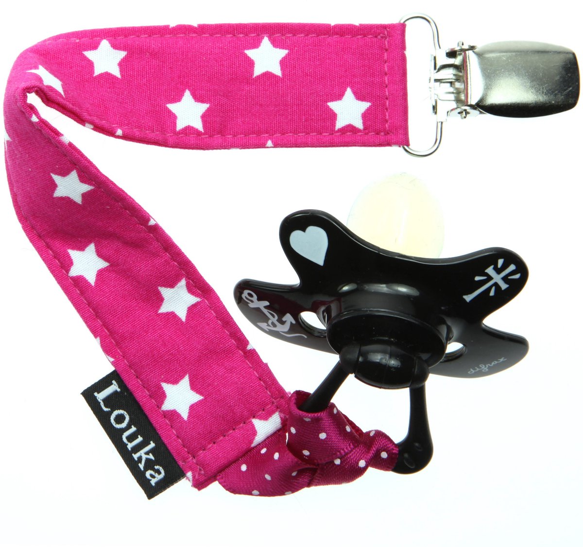 Goedkoopste Louka Speenkoord fuchsia met witte ster - speenketting