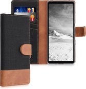 kwmobile telefoonhoesje voor Sony Xperia 10 III - Hoesje met pasjeshouder in zwart / bruin - Case met portemonnee
