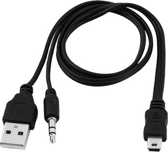 2 + 1 câble USB jack 3,5 mm AUX / USB mâle / Mini USB 50 cm | bol