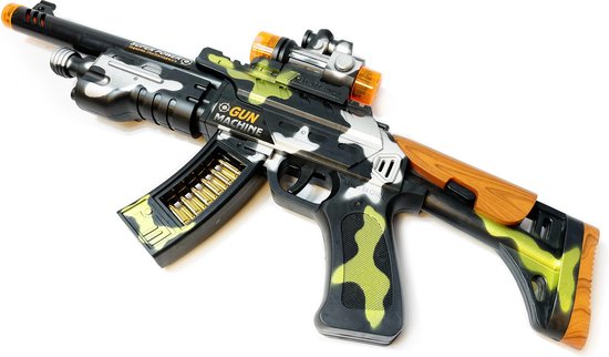 Pistolet jouet mitrailleuse AK-47 avec sons de tir et éclairage LED 50CM  (piles comprises)
