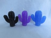 Kaars cactus set van 3, zwart zwarte orchidee geur, paars lavendelgeur, blauw oceaangeur