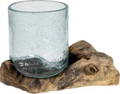 Plantenwinkel.nl Decowood Glass H Round 20x20 cm vase en verre rond sur souche L décorations