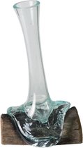 Decowood Glass D Round 15x25 cm ronde glazen vaas op boomstronk M decoratie