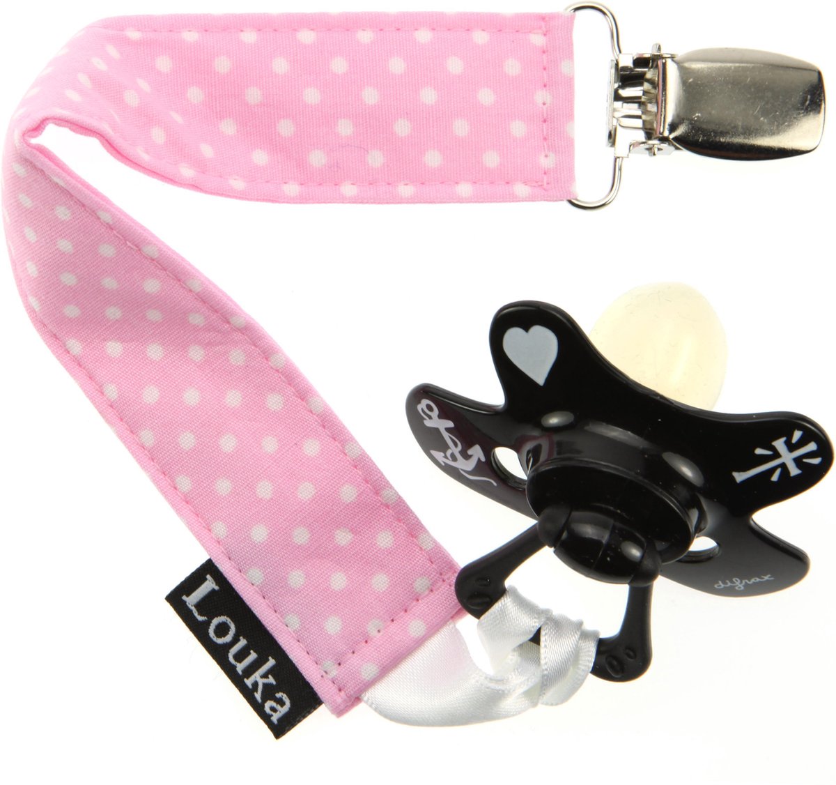 Goedkoopste Louka Speenkoord lichtroze met kleine witte stip - speenketting