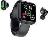 DrPhone DualX3 - Smartwatch Mannen - 2 in 1 Design - Bluetooth TWS Draadloze Oordoppen + Sport Horloge - Zwart