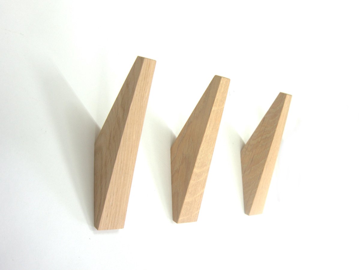 Kapstok haken naturel eiken - set van 3 - model Tusk van RHOOTZ