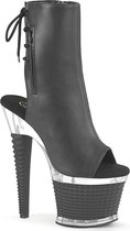 Pleaser Plateau Laarzen, Paaldans schoenen -38 Shoes- SPECTATOR-1018 US 8 Zwart/Transparant