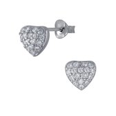 Joy|S - Zilveren hart oorbellen - 9.5 mm - zirkonia - gehodineerd