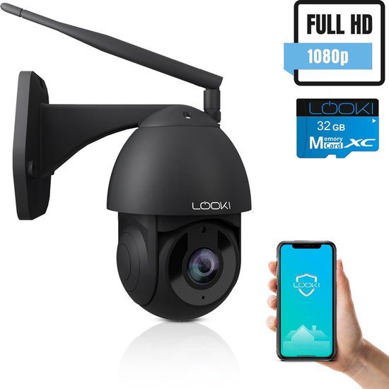 Looki® 360PRO Beveiligingscamera voor Buiten - Full HD - IP camera - met 32GB SD-kaart & Cloud - Zwart