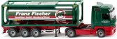 miniatuurvrachtwagen MB Actros 30 tank 1:87 groen/rood