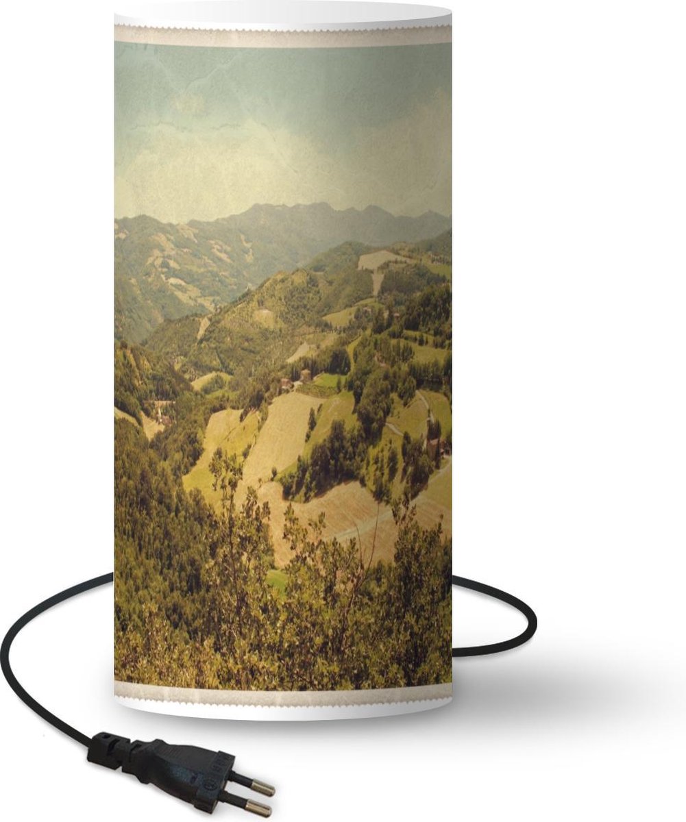 Lamp - Nachtlampje - Tafellamp slaapkamer - Landschap - Vintage - Italië - 33 cm hoog - Ø15.9 cm - Inclusief LED lamp