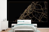 Behang - Fotobehang Kaart - Dubai - Goud - Zwart - Breedte 360 cm x hoogte 240 cm