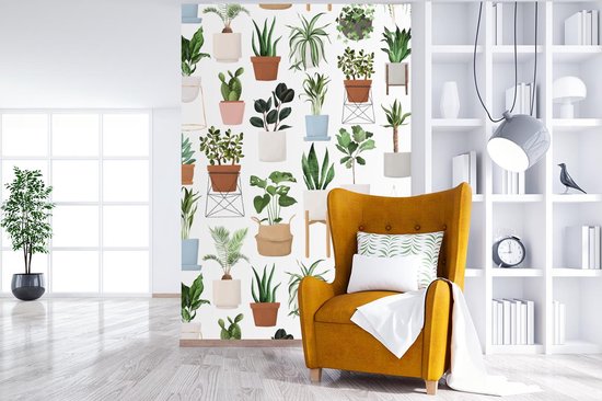 Motif de diverses illustrations de plantes sur fond blanc 200x300 cm