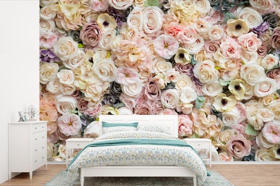 Papier Peint - Papiers Papier peint photo Roses - Fleurs - Pastel - Largeur 360 cm x Hauteur 240 cm