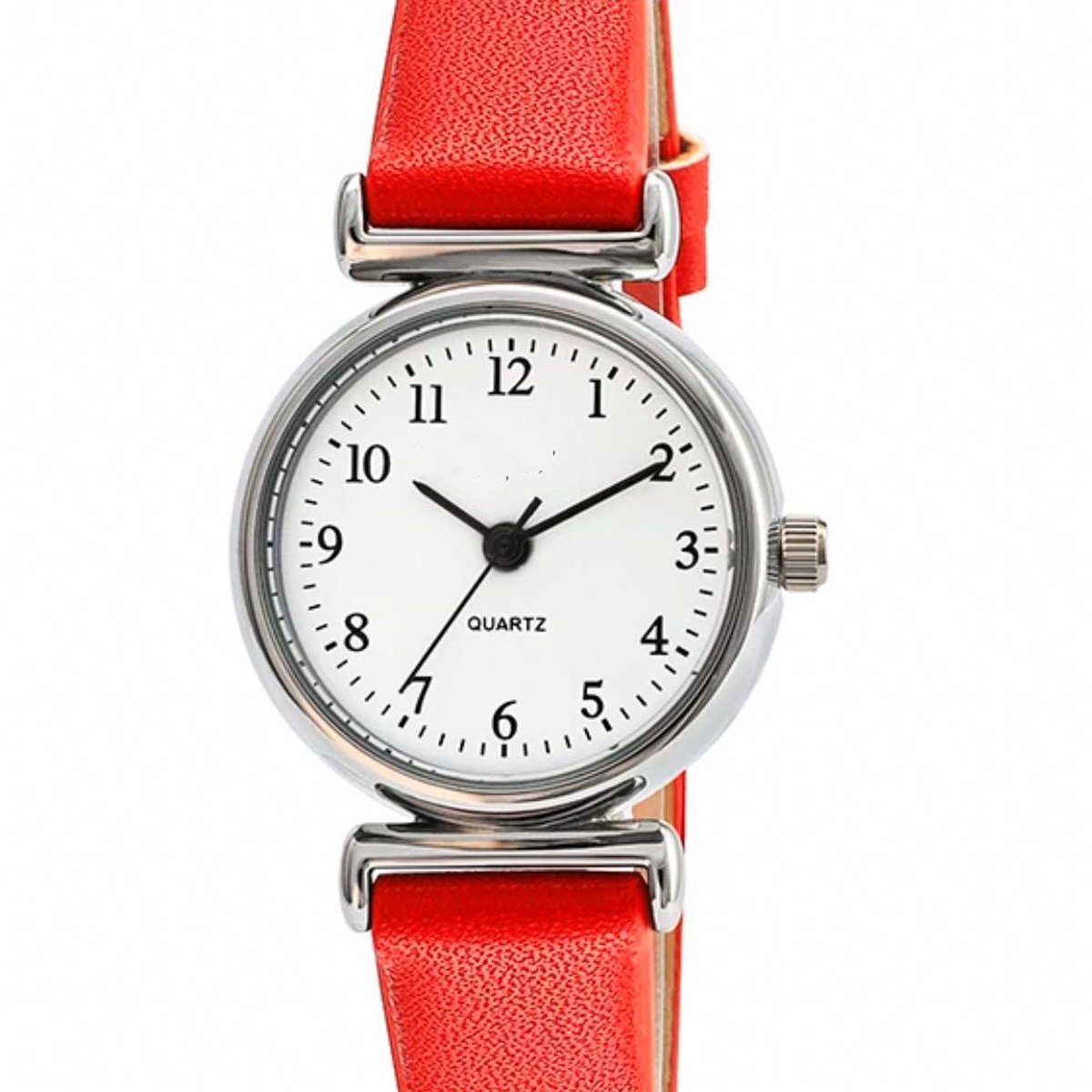 Horloge- Rood-2.5 cm- Leer-Eva- Cijfer aanduiding- Charme Bijoux