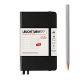 Leuchtturm1917 A6 Pocket Weekly Planner & NoteBook 2022 Hardcover Black