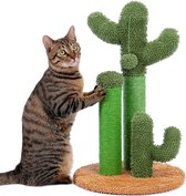 Cactus Krabpaal voor Katten/Kittens - Inclusief Speelgoed met Bal - Geschikt voor Kittens - Krabpalen - Meubelbeschermers - Groen met Bruine onderkant - Maat M 53CM