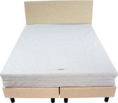 Bedworld Boxspring 140x190 - Medium - Lederlook - Gebroken wit (MD921)