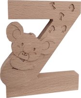 Coffelli - Woodland houten letter Z met bosdiertje – koalaatje