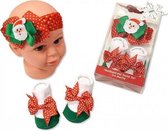 Baby kerst haarband en sokjes kleur rood maat 0-6 maanden|Bandeau de Noël bébé et chaussettes couleur rouge taille 0-6 mois