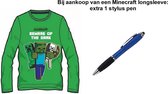 Minecraft T-shirt Longsleeve. Maat 134 cm / 9 jaar + EXTRA 1 Stylus Pen.