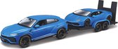 Lamborghini Urus (Blauw) + Lamborghini Huracan (Blauw) (45cm) 1/24 Maisto - Modelauto - Schaalmodel - Model auto - Miniatuurautos - Miniatuur auto