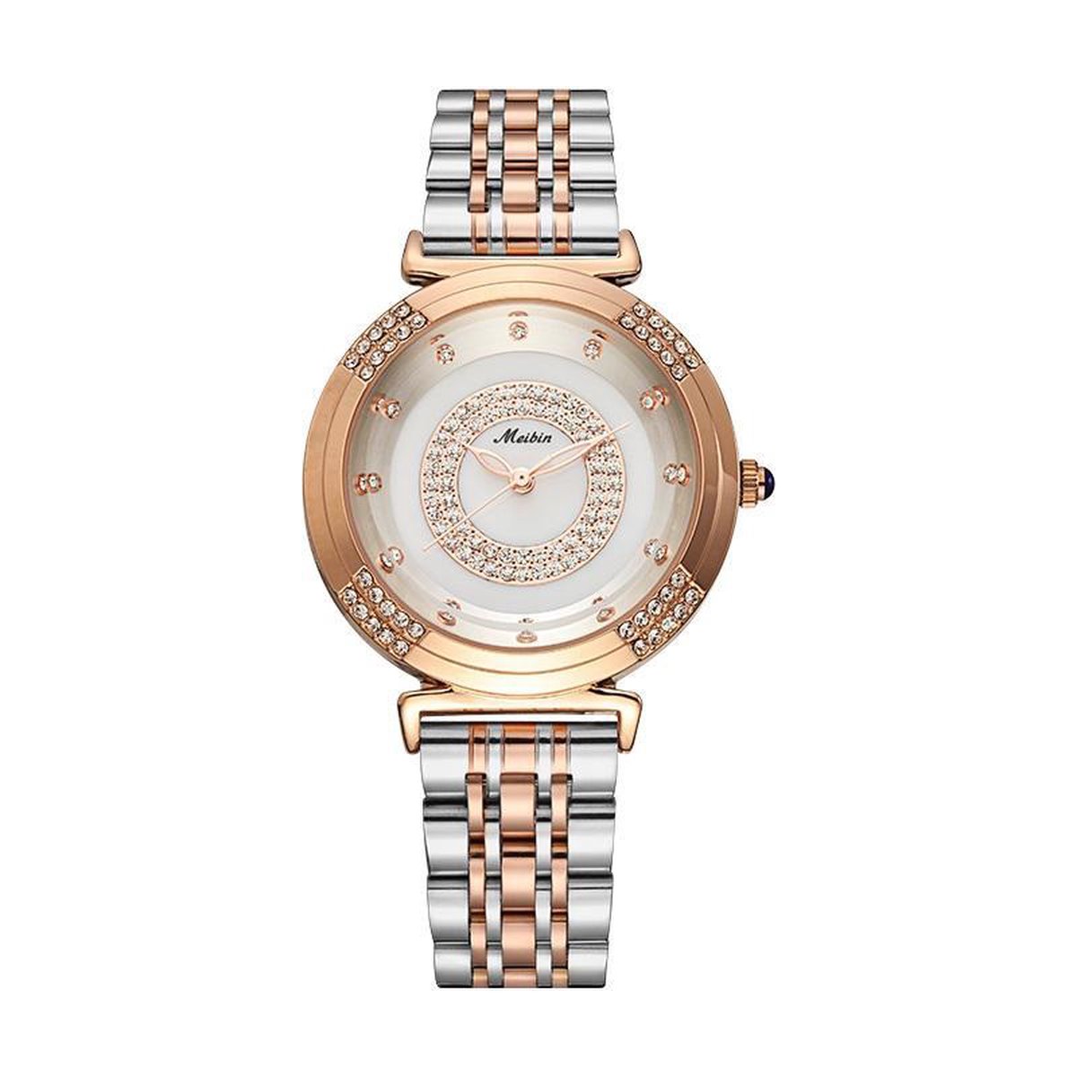 Longbo - Meibin - Dames Horloge - Zilver/Rosé/Wit - 36mm