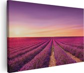 Artaza Canvas Schilderij Paarse Lavendel Bloemenveld - 120x80 - Groot - Foto Op Canvas - Wanddecoratie Woonkamer