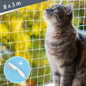 Wonderly® Kattennet voor Balkon & Raam – Dierendag Cadeau - Kattengaas Bescherm net – Vogelnet, Veiligheidsnet & Kattennet 8x3 Meter – Katten Gaas Balkon