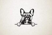 Franse Bulldog - hond met pootjes - M - 60x74cm - Zwart - wanddecoratie