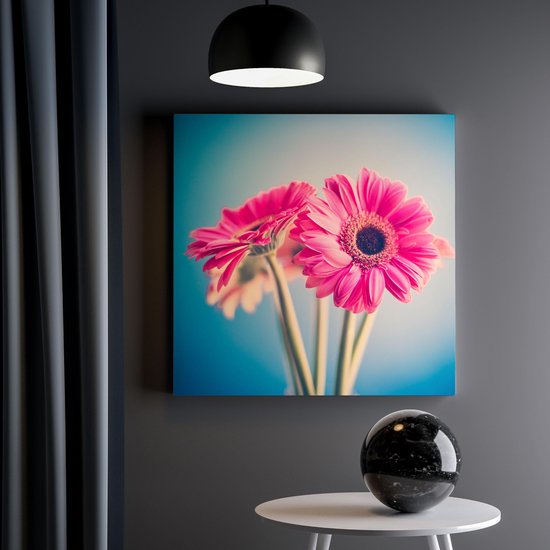 Artaza Toile Peinture Deux Oeillets Roses - Fleurs - 30x30 - Klein - Photo sur Toile - Impression sur Toile