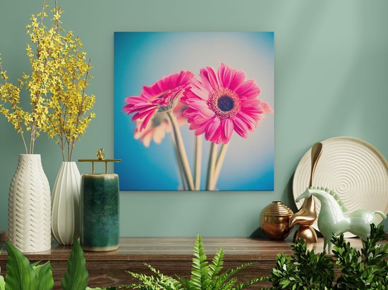 Artaza Toile Peinture Deux Oeillets Roses - Fleurs - 30x30 - Klein - Photo sur Toile - Impression sur Toile