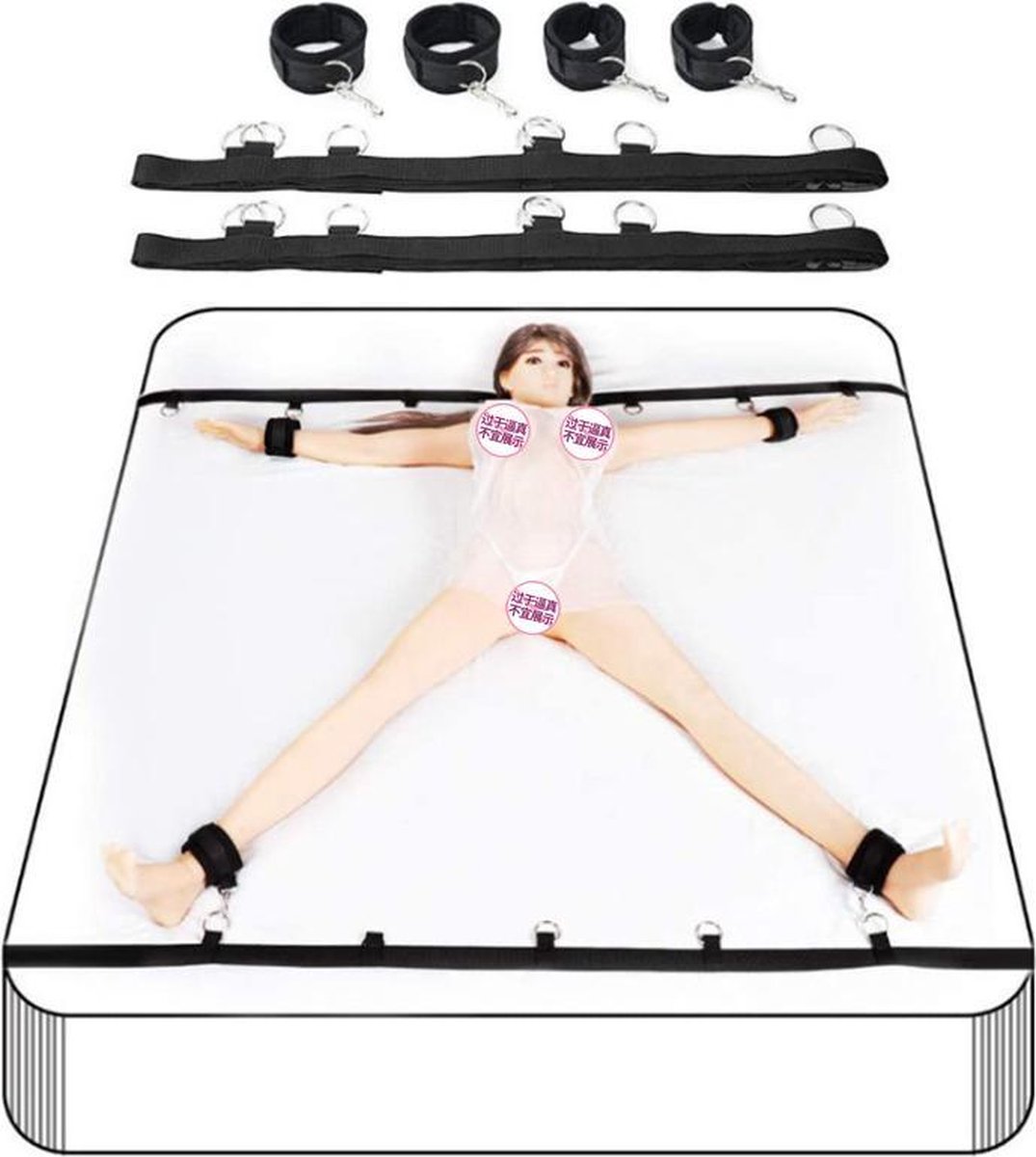 Goedkoopste BDSM Bedboeien Set - Bondage - Verstelbare Riemen en Boeien