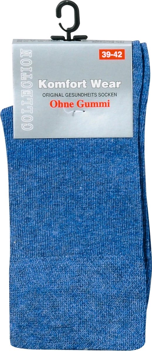 Katoenen sokken – 3 paar – jeans blauw – zonder elastiek – zonder teennaad – maat 35/38