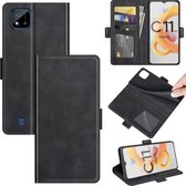 ForOPPO Realme C11 2021 Dual-side magnetische gesp horizontale flip lederen tas met houder & kaartsleuven & portemonnee (zwart)