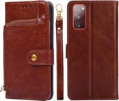 Voor Samsung Galaxy Note10 Lite/A81 Rits Tas PU + TPU Horizontale Flip Lederen Case met Houder & Kaartsleuf & Portemonnee & Lanyard (Bruin)