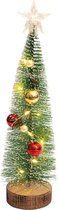 St Helens Home & Garden - Kersdecoratie - Mini Kerstboompje met led verlichting, balletjes en ster - 28cm
