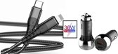Autolader USB-C Poort + iPhone oplader kabel - Snellader - Auto Lader Geschikt voor iPhone & iPad – Sigarettenaansteker oplader
