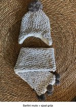 Sarlini babymuts + sjaal grijs 6-12 maanden
